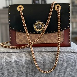 Coach Parker Leather Bag with Rivets